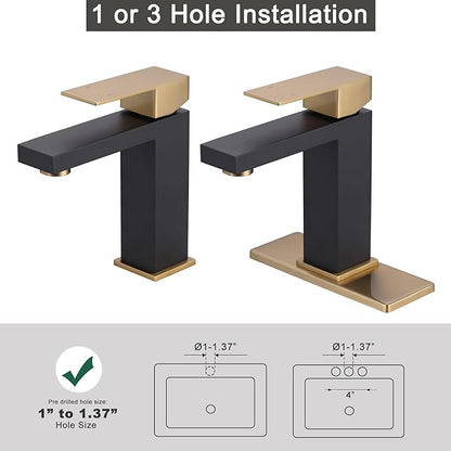 Black and Gold Bathroom Faucet ARCORA Black Gold Faucet for Bathroom Sink Modern Single Hole Bathroom Faucet with cUPC Supply Lines and Pop Up Drain