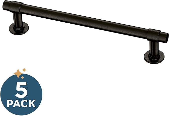 Franklin Brass Francisco (5-Pack) Cabinet Handles 5-1/16' Hole Center Soft Iron Kitchen Drawer Pulls Dresser, Furniture Hardware P29618K-SI-B1