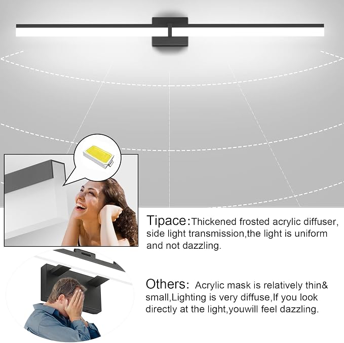 Tipace 47.2 inch LED Vanity Lights Bathroom Vanity Light Fixtures Bathroom Lighting Fixture Over Mirror 5500K