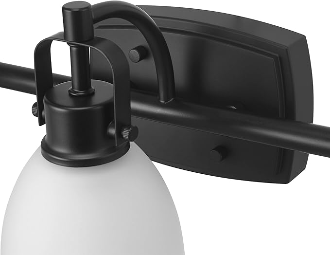 GLOBE Electric 52090 Gilroy 3-Light 25W Integrated LED Vanity Light with Selectable Color Temperature, Matte Black, Frosted Glass Shades, 1780 Lumens, 3000K-4000K-5000K Switch, Energy Star Certified