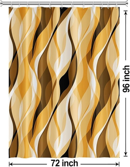 Yellow Shower Curtain, Abstract Ombre Yellow and Grey Striped Shower Curtain Set for Bathroom Waterproof Shower Curtain with Hooks, 72x96 Inch