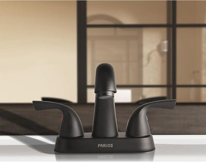 PARLOS 2-Handle Bathroom Sink Faucet with Drain Assembly and Supply Hoses Matte Black,1359804