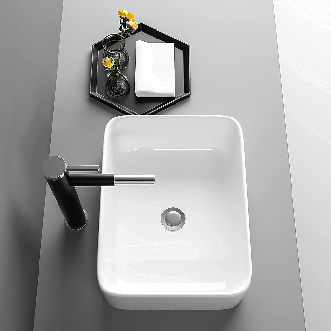 16" x 12" Vessel Sink Rectangle Bathroom Vessel Sink Countertop 16 In Rectangular White Ceramic Porcelain Farmhouse Lavatory Vanity Bath Sink Basin