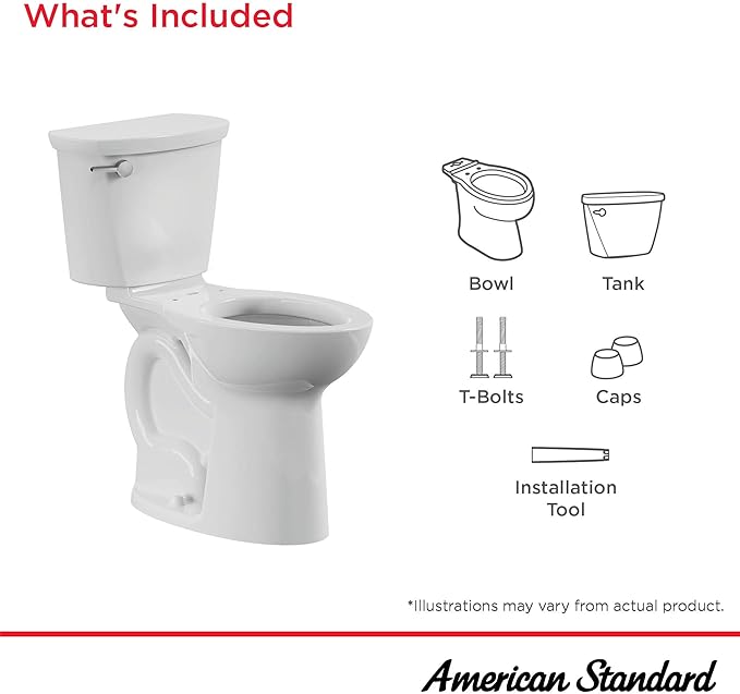 American Standard 215TA104.020 Cadet PRO Two-Piece Toilet, Seat not Included, Extra Tall Height, Left-Hand Trip Lever, 12-Inch Rough, Elongated Front, White, 1.28 GPF (Pack of 4)