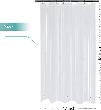 Mrs Awesome RV Stall Shower Curtain Liner with 3 Magnets 47x64 inch, Clear | Heavy Duty PEVA,8 Rustproof Grommets,Waterproof Thick PEVA Shower Liner for Small Bathroom Stall, 47 x 64 Inches