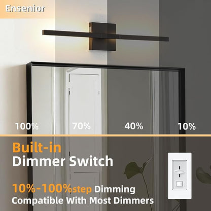 Brushed Black Vanity Light 24 Inch Modern Bathroom Light Fixtures 16W Wall Vanity Lamp Over Mirror, Dimmable 5CCT LED Wall Sconce for Bedroom Cabinets