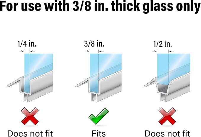 Prime-Line M 6258 Frameless Shower Door Bottom Seal for 3/8 in. Thick Glass Doors – Stop Shower Leaks and Create a Water Barrier, 36 in., Clear Vinyl (Single Pack) (Pack of 2)