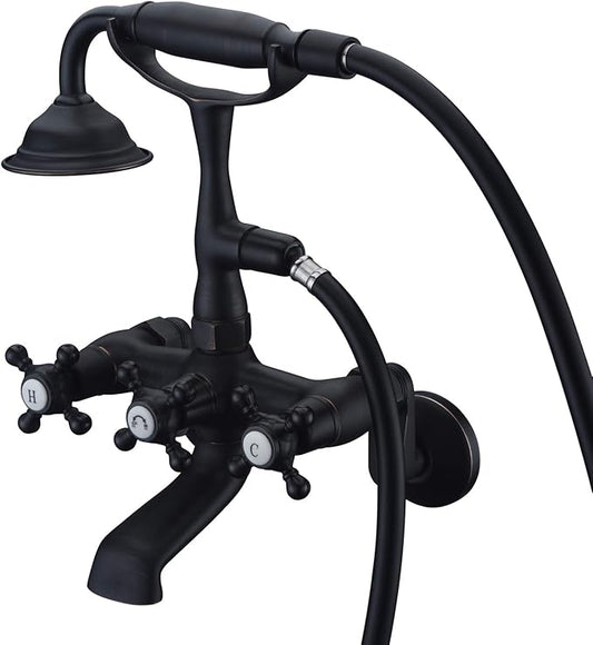 Sumerain Clawfoot Tub Faucet Bronze,Wall Mount Tub Filler in Oil Rubbed Bronze Finish