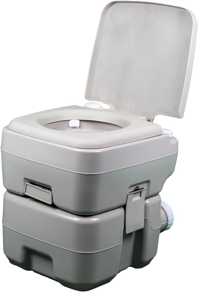Reliance Products Flush-N-GO | 1020T Portable Flushing Toilet | Black/Grey/White | 2.5 Gallon Water Tank | 325 Pound Capacity, 16.5" L x 16" W x 17" H (9210-20)