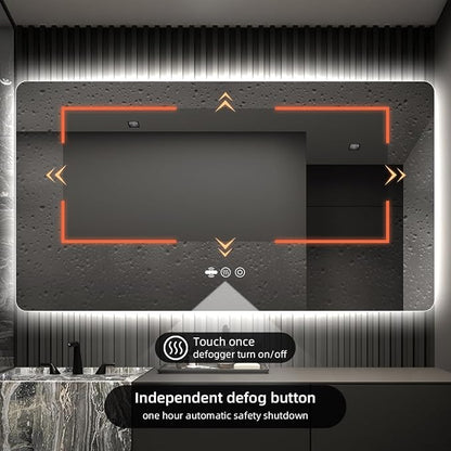 56" x 36" LED Bathroom Mirror with Lights - Motion Sensor | Smart Backlit Mirror, Anti-Fog, 3-Color Stepless Dimmable Lighted Mirror, Memory Function, HD Tempered Glass, CRI≥93