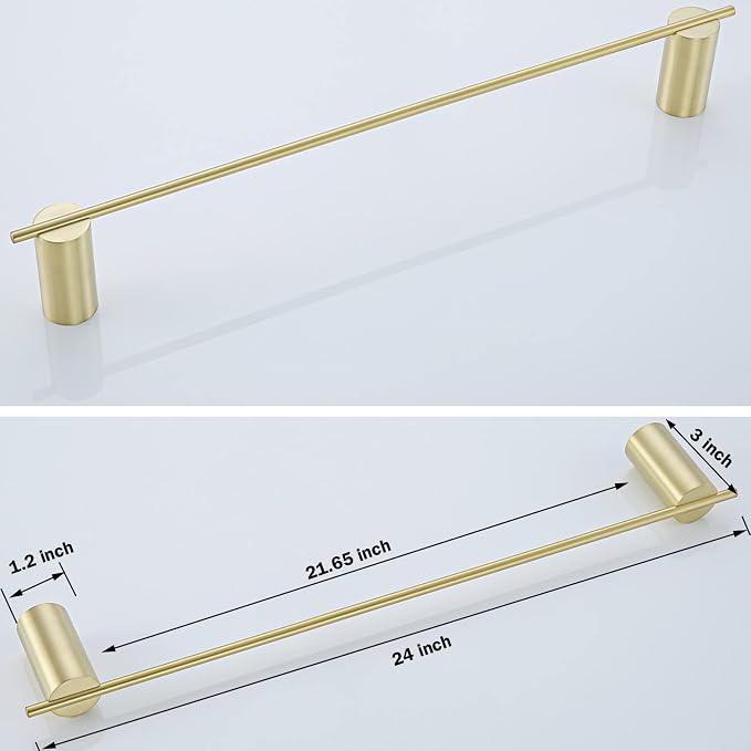 RANDOM Brushed Gold Towel Bar Rack Holder 24 inch Hand Towel Holder for Bathroom Kitchen Hardware Accessories Wall Mount 96068-2-24BG