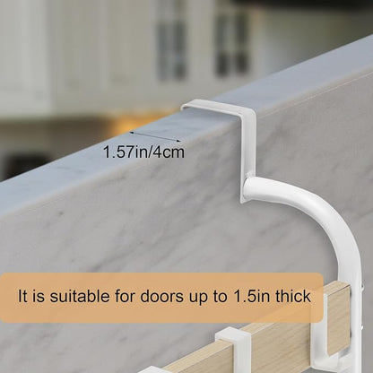 Over the Door Towel Rack for Bathroom 5 Tier Over The Door Towel Bar | Back of Door Towel Rack, Behind Door Towel Holder with Hooks, White Door Rack Hanger, Stable Suction Cup Design