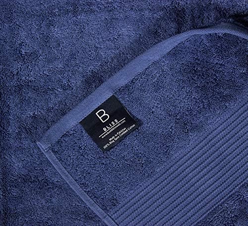 Luxury Oversized Bath Towels | 650 GSM, 34" x 56" | Hotel Quality, Soft & Highly Absorbent | Quick Dry, Thick, Combed Cotton Bathroom Towels | Denim - 4 Pack