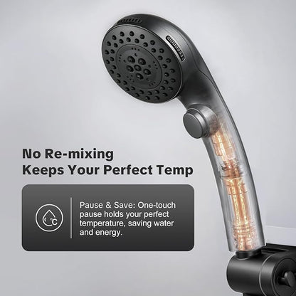 OFFO 5 Mode RV Shower Head Replacement, On Off Switch for Water Saving, High Flow Powerful Boosting Showerheads, Matte Black