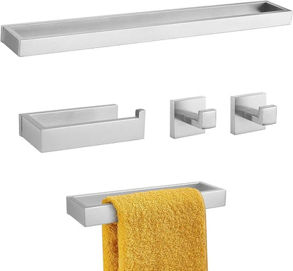 Brushed Nickel Towel Bar Set,5-Pieces Bathroom Hardware Accessories Set,Towel Racks Set for Bathroom 23.6 Inch Towel Bar Stainless Steel Wall-Mounted