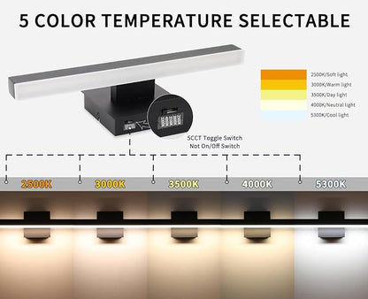 Joossnwell Black Bathroom Vanity Light Fixtures, LED Bathroom Lighting Bar | ETL Certificated, Dimmable 5CCT, Modern Vanity Lighting, Bath Lights Fixture Over Mirror 15.75 Inch 12W