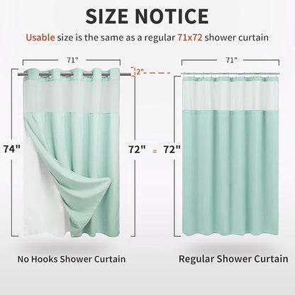 River Dream Waffle No Hook Shower Curtain with Liner,Misty Blue,71x74 | Dotted Waffle,Snap-in Liner,Heavy Duty,Quick Dry,Mesh Top Window,With Bottom Magnets,Hotel-Grade,Washable,Standard Size