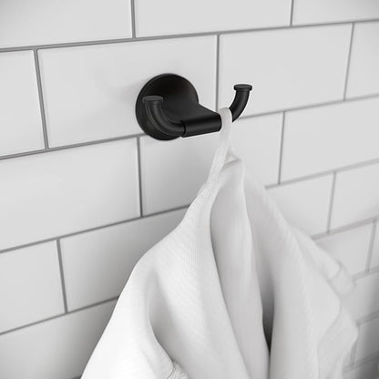 Pfister Pfirst Modern Towel Hook, Bathroom Towel Hook, Wall-Mounted, Screw-in, Matte Black Finish, BRHPFM0B (Pack of 3)