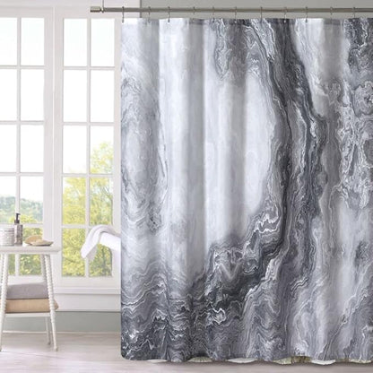 Grey Shower Curtain Marble Texture for Bathroom, Grey Polyester Fabric Waterproof Bathroom Decor,72 x 72 Inch,Standard Size