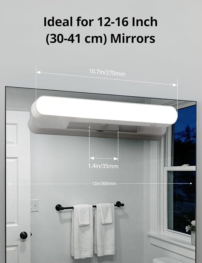 Rechargeable Makeup Light Bar LED Stick on Vanity Lighting for Mirror, 11Inch Super Bright 14 Days Long Last Battery Operated Wireless Attachable Wall Lamp for Bathroom Dresser Counter