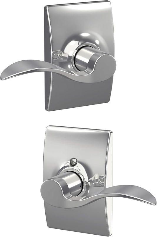 SCHLAGE Accent Lever with Century Trim Hall and Closet Lock in Bright Chrome