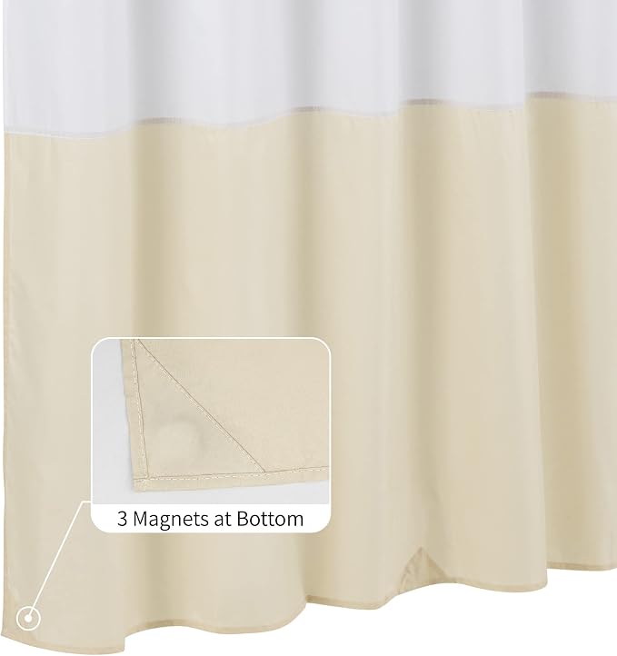 ALYVIA SPRING Waterproof Fabric Shower Curtain or Liner White/Cream, 72x72 | 3 Magnets, Soft Cloth & Hotel Quality, Machine Washable, Light-Weight, Standard Size