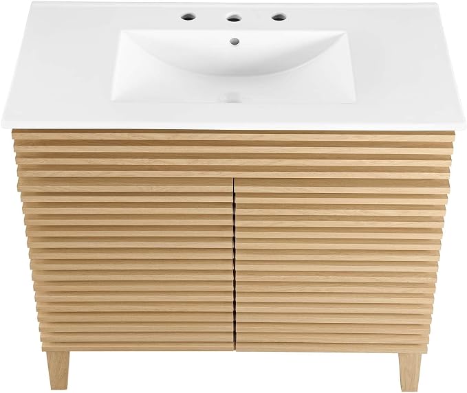 Modway Render 36" Bathroom Vanity in Oak White
