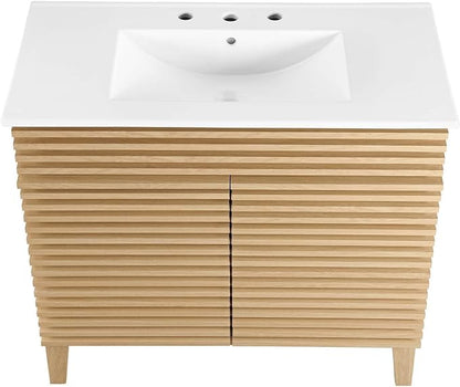 Modway Render 36" Bathroom Vanity in Oak White