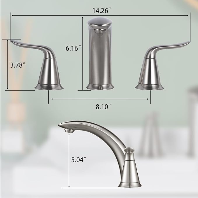 VXV Bathroom Faucet 3 Hole, 8 Inch Widespread Bathroom Sink Faucet for Lavatory Vanity with Pop-up Drain Brushed Nickel