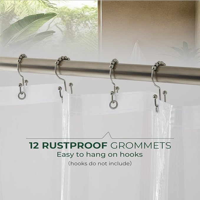 Clear Shower Curtain Liner with Side Suction Cups, Premium PEVA Plastic Shower Liner with 3 Magnets, Waterproof Bathroom Curtain, 72 x 78, Extra Heavy Duty Clear