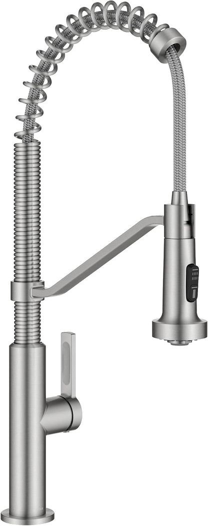 KRAUS Oletto Commercial Style 2-Function Single Handle Pull Down Kitchen Faucet in Spot-Free Stainless Steel, KPF-2643SFS