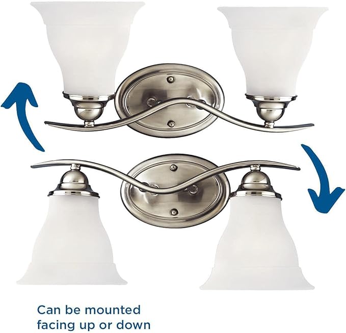 Progress Lighting 2-Light Etched Glass Traditional Bath Vanity Light, Trinity Collection, Indoor, P3191-09, Brushed Nickel