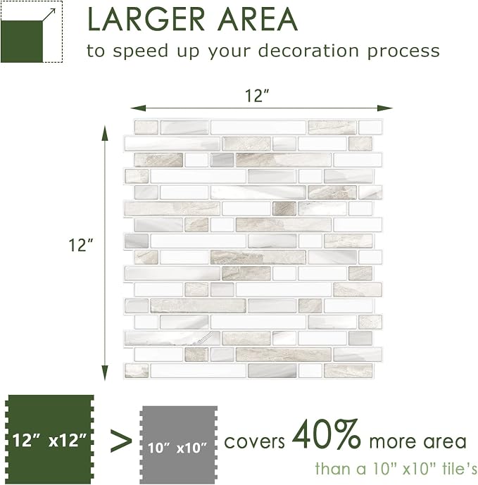 STICKGOO Thicker Design Peel and Stick Tile Backsplash, 12"×12"Stick on Backsplash for Kitchen, Self Adhesive Tile for Kitchen Backsplash and Bathroom(Sample Sheet)