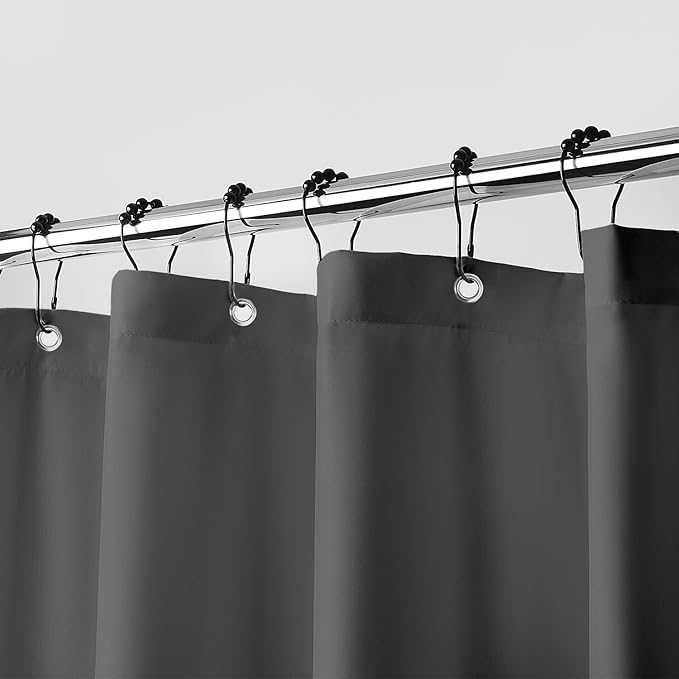 downluxe Waterproof Fabric Shower Curtain Liner, Soft Cloth Shower Liner with Magnets, Machine Washable & Hotel Quality Bathroom Curtain, 70" W x 72" L, Dark Grey