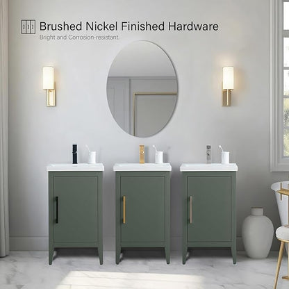 Vanity Art 20 inch Bathroom Vanity with Single Sink & Ceramic Top, Vanity Cabinet with Soft-Closing Doors, Solid Wood Frame, Vintage Green, VA9020-VG-MB1