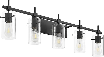 SOLFART Bathroom Light Fixtures Matt Black 5 Lights Vanity Lighting Fixtures Over Mirror Light Fixtures for Bathroom Above Mirror