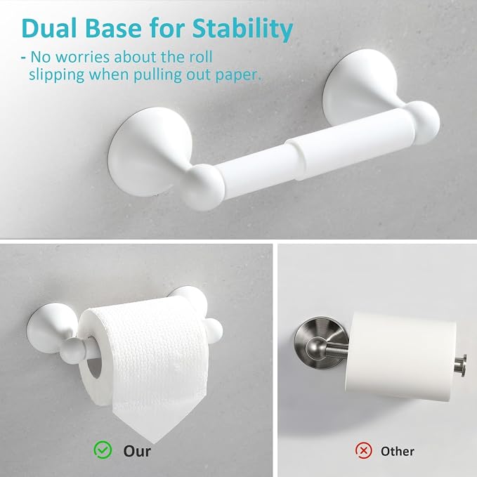 BGL Bathroom Accessories Set, White Paint Expandable Towel Bar 4-Piece Bathroom Accessory Set Wall Mounted Towel Ring Robe Hook Toilet Paper Holder Towel Holder