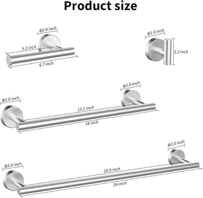 Newfun 10Pcs Brushed Nickel Bathroom Hardware Set - Includes 24&18inch Towel Bar, Robe Hook, Toilet Paper Holder, 2 Pack 5 Piece Bathroom Accessories Set Stainless Steel Wall Mounted | Include 24 inch Towel Bar, Robe Hook, Toilet Paper Holder, Stainles...