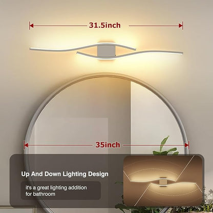 Joossnwell Bathroom Vanity Light Modern Bathroom Lighting Fixture Over Mirror Brushed Nickel 5CCT Dimmable Led Bath Vanity Light Bar 31.5 Inch