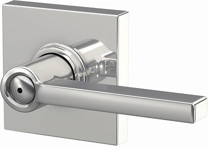 Schlage F40 LAT 625 COL Latitude Lever with Collins Trim Bed & Bath Privacy Door Lock, Bright Chrome