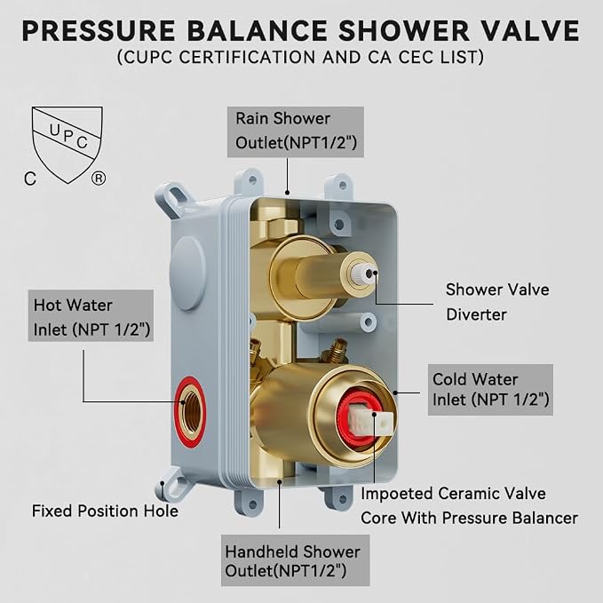 Shower System Shower Faucet Set, STARBATH 10" Wall Mount Rain Shower Head and Handheld Spray for Two Person, Rainfall Shower System with Diverter Valve and Trim Kit Complete,Brushed Gold