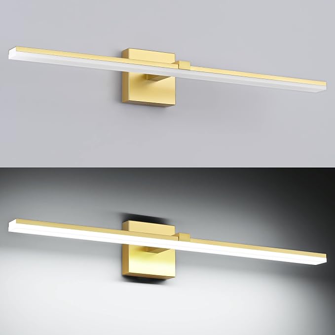 40 Inch LED Vanity Light Gold Bathroom Lighting Fixtures Dimmable Modern Bathroom Lights Over Mirror 6000K Cool White