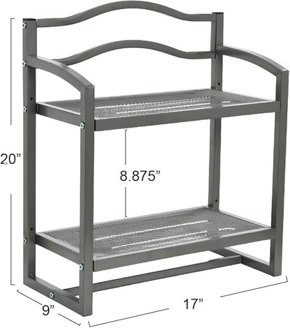 Household Essentials 2-Tier Metal Wall Mount Bathroom Storage Rack, Silver
