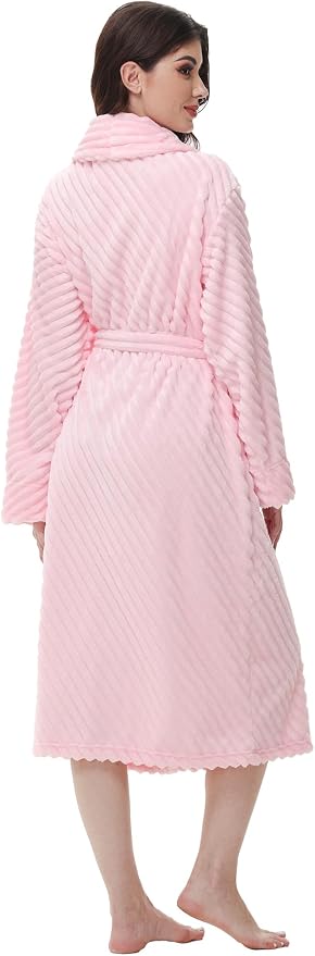 Yurhap Premium Robes for Women - Super Soft Cozy Fleece Womens Robe Plush Long Bathrobe