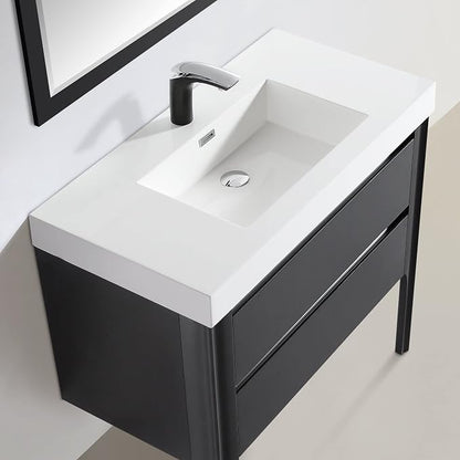 Dowell 36" Bathroom Sink,Single Bowl Vanity Basin,Rectangular Drop-In Bathroom Sink with Overflow,White-000 3618BP