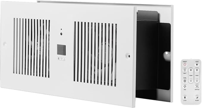 VEVOR Room to Room Fan, Intake & Exhaust Dual Airflow Through-the-Wall Fan with Remote & Temperature Control, 300 CFM 10-Speed Ventilation Quiet In-Wall Vent for Living, Laundry Room Indoor