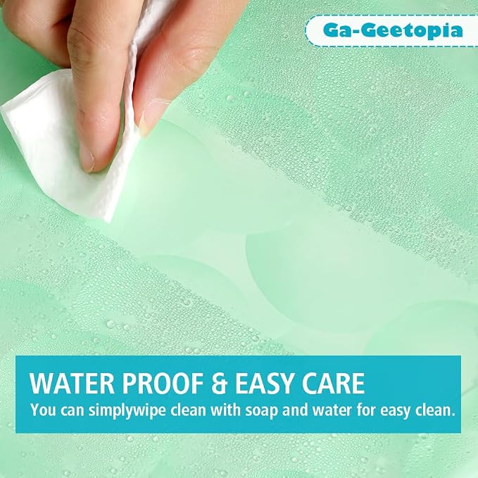 Ga-Geetopia EVA 3D Green Pearl Water Cube Plastic Shower Curtain Liner - Premium Lightweight 72" x 72" Bathroom Shower Showroom Curtain Liner with Rustproof Metal Gromments and Weighted Magnet