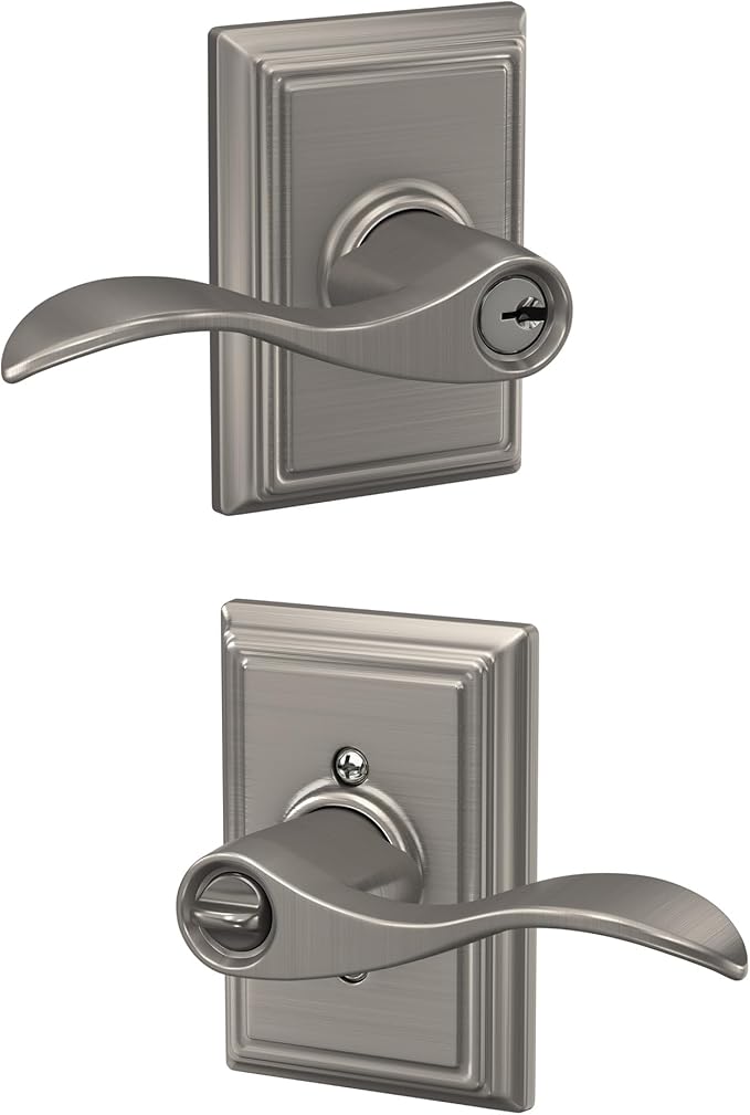 SCHLAGE Accent Lever with Addison Trim Keyed Entry Lock in Satin Nickel - F51A ACC 619 ADD