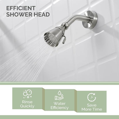 Angle Simple Shower Head High Flow, Brass Shower Sprayer, Brushed Nickel | High Pressure for Quick Rinsing, Swivel Joint & Adjustable Lever for Different Angle and Water Flow