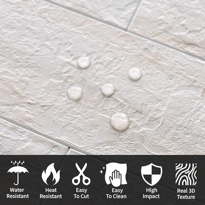 AULIGET 100-Piece Beige Slate Peel and Stick Backsplash Wall Tiles, 3" x 6" PVC Faux Stone Stick on Tile for Backsplash Kitchen, Bathroom, Laundry Room, Camper, Fireplace